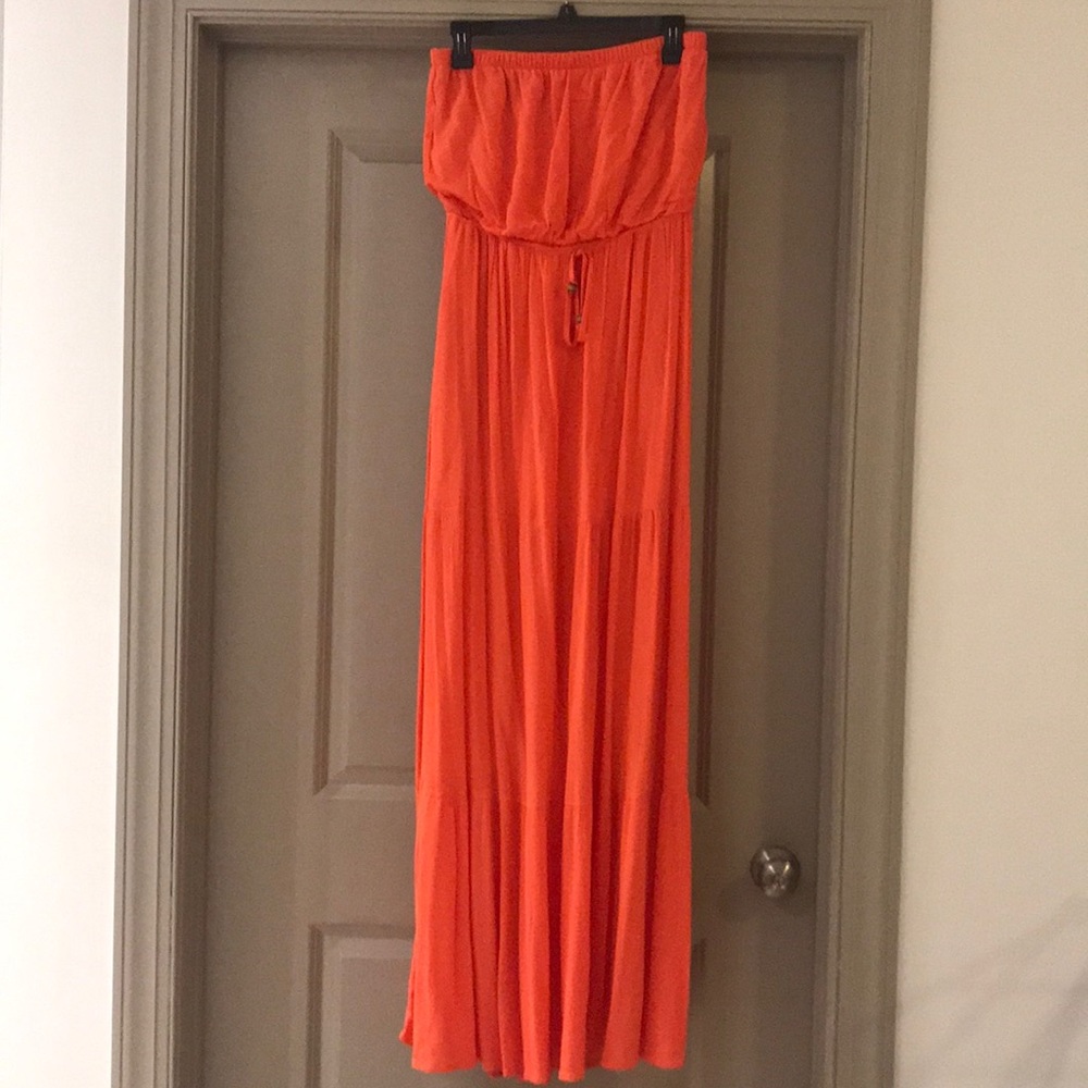 Orange Strapless Boho Dress
